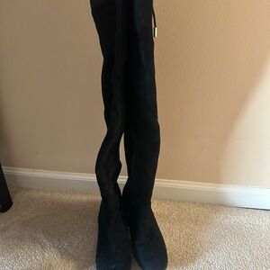 Brian Atwood Black Suede Over-the-Knee Boots